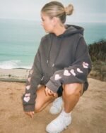 Dandy Heart on My Sleeve Oversized Lux Hoodie in Charcoal Gray