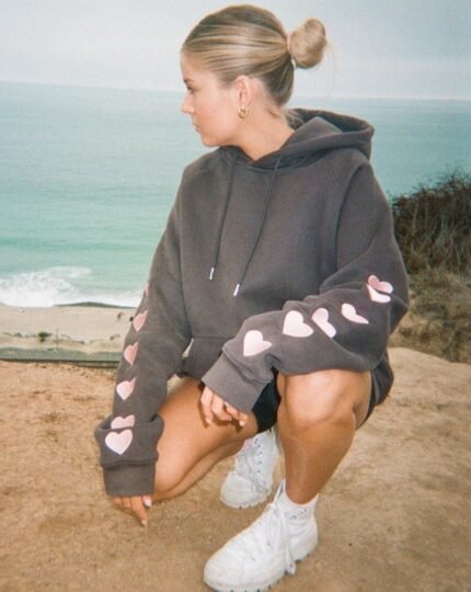 Dandy Heart on My Sleeve Oversized Lux Hoodie in Charcoal Gray