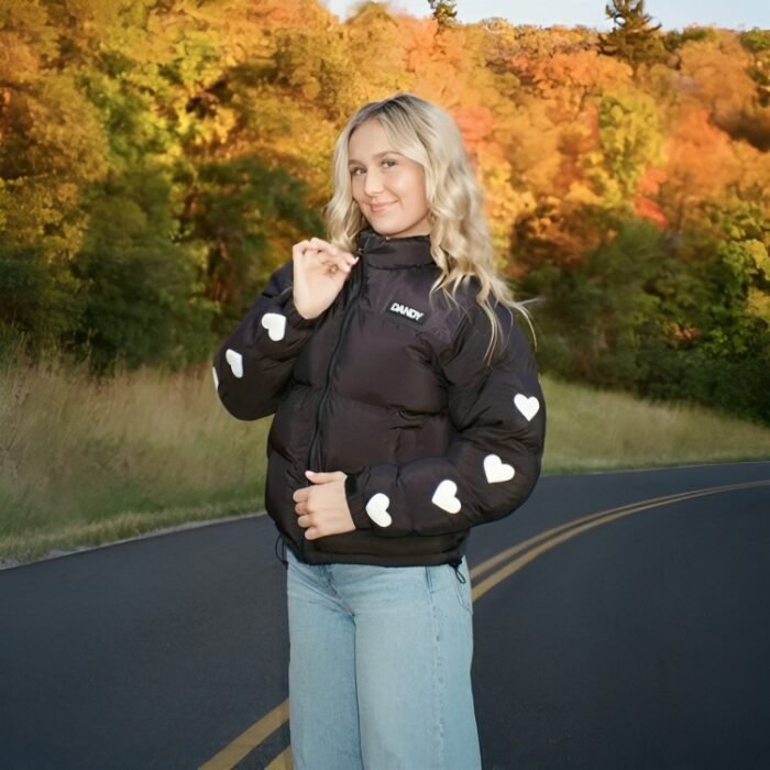 Dandy Heart on My Sleeve Puffer Jacket in Black