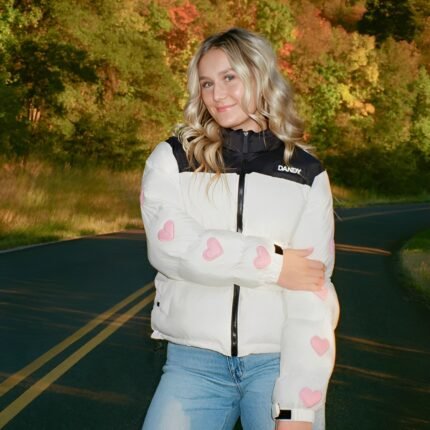 Dandy Heart on My Sleeve Puffer Jacket in Cream